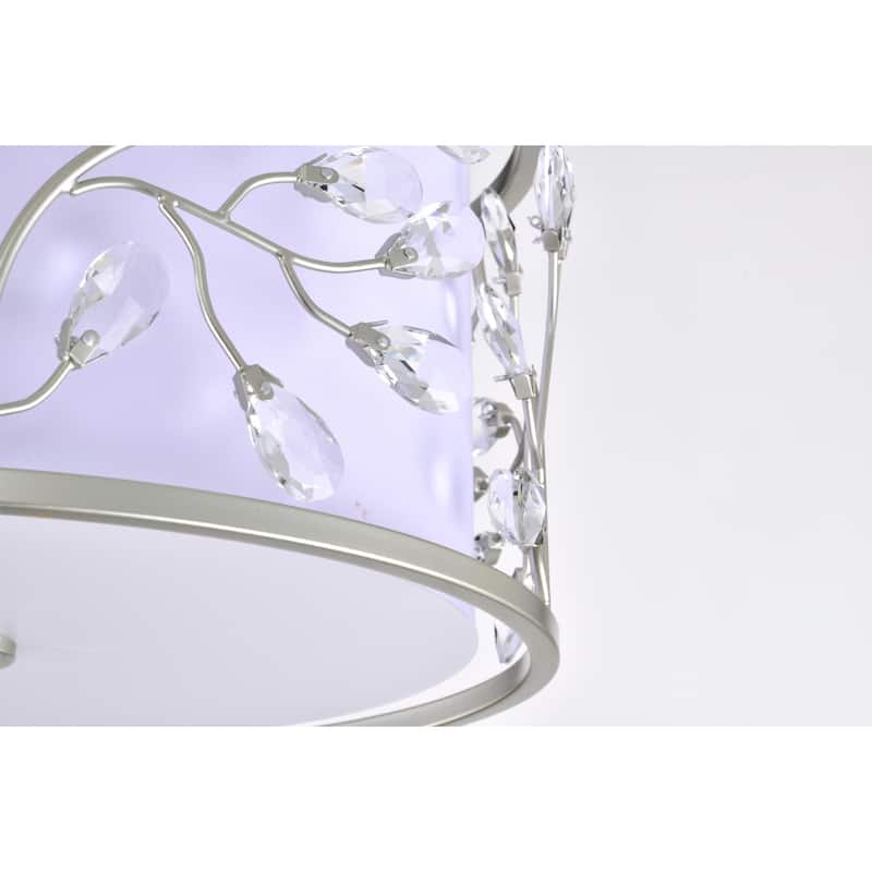 Lala Crystal Semi Flush Mount Ceiling Light Satin Silver Finish 3-Light - N/A
