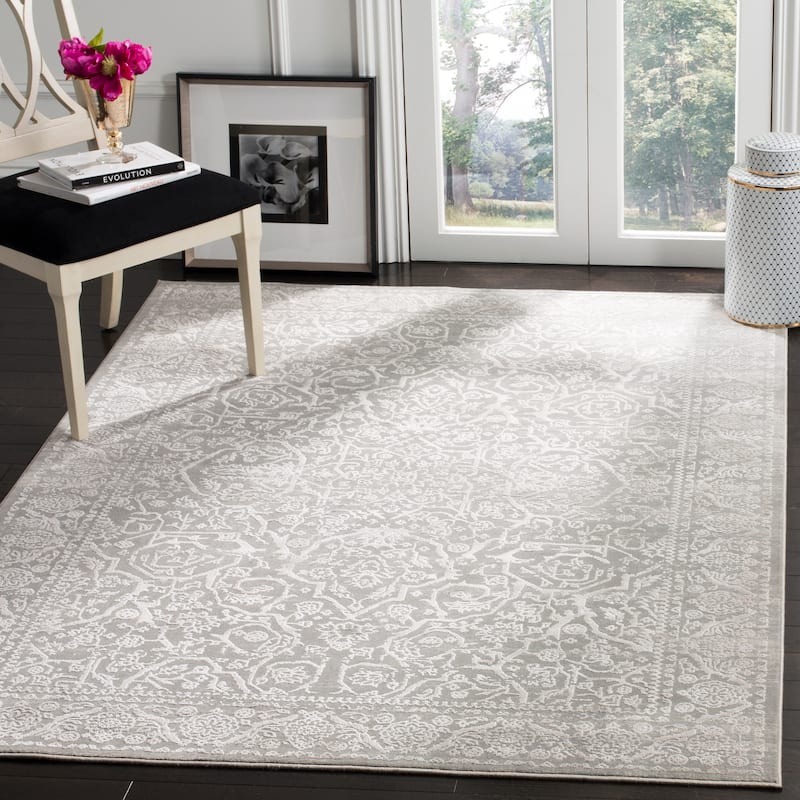SAFAVIEH Princeton Biddie Vintage Distressed Boho Oriental Polyester Rug - 9' x 12' - Grey/Beige