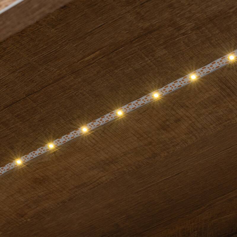 83.4" Modern Bookshelf with Doors, Farmhouse Bookcase with 3-Tier Adjustable Shelves, LED Light Display Cabinet for Living Room