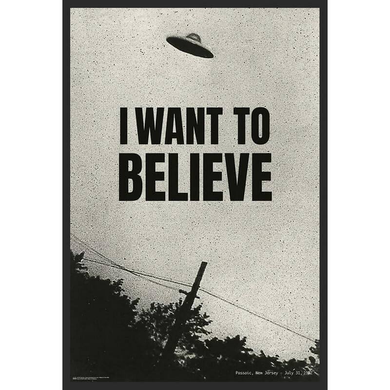 I Want to Believe Unidentified Flying Object Sighting Passaic NJ Framed Poster - 24 x 36 Inch