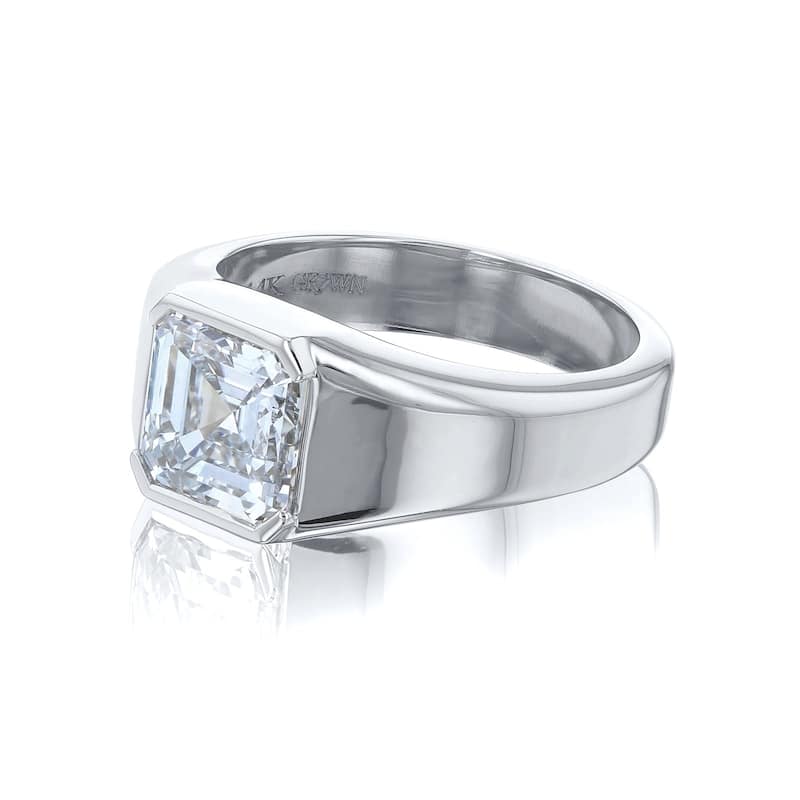 Kobelli 4 Carats Asscher Diamond 14k Solid White Gold Lab Grown Solitaire Sidney Engagement Ring (EF/VS, Certified)