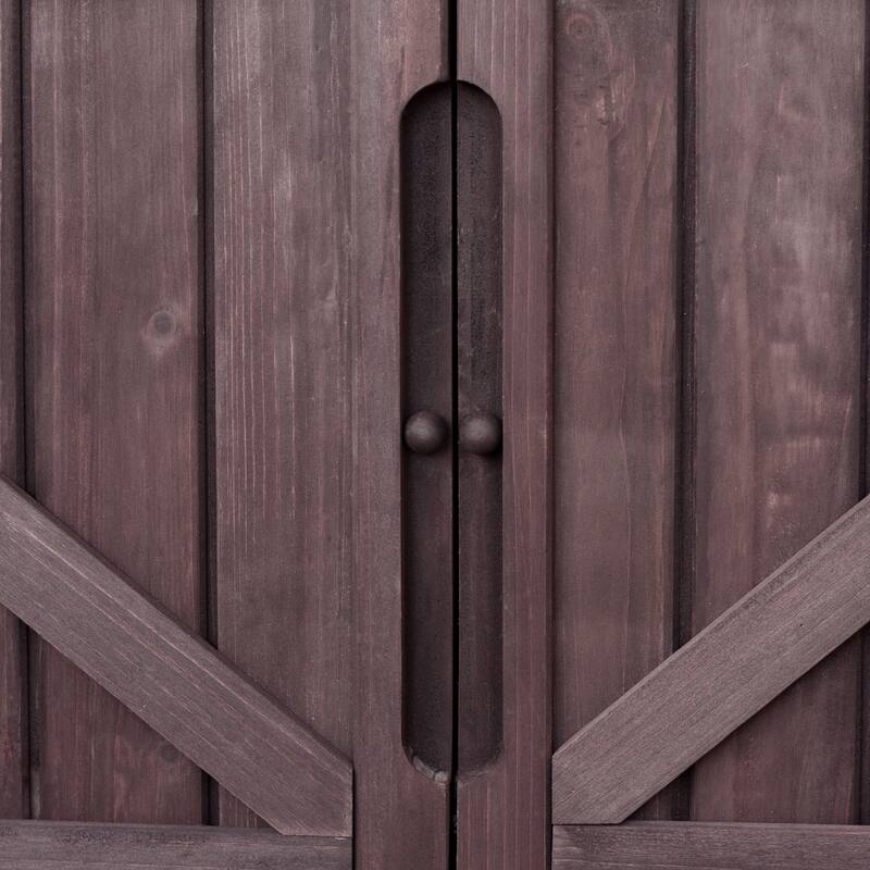 42 Inch Outdoor Kitchen Island Fir Wood Cabinet Stainless Steel Top with Shelf