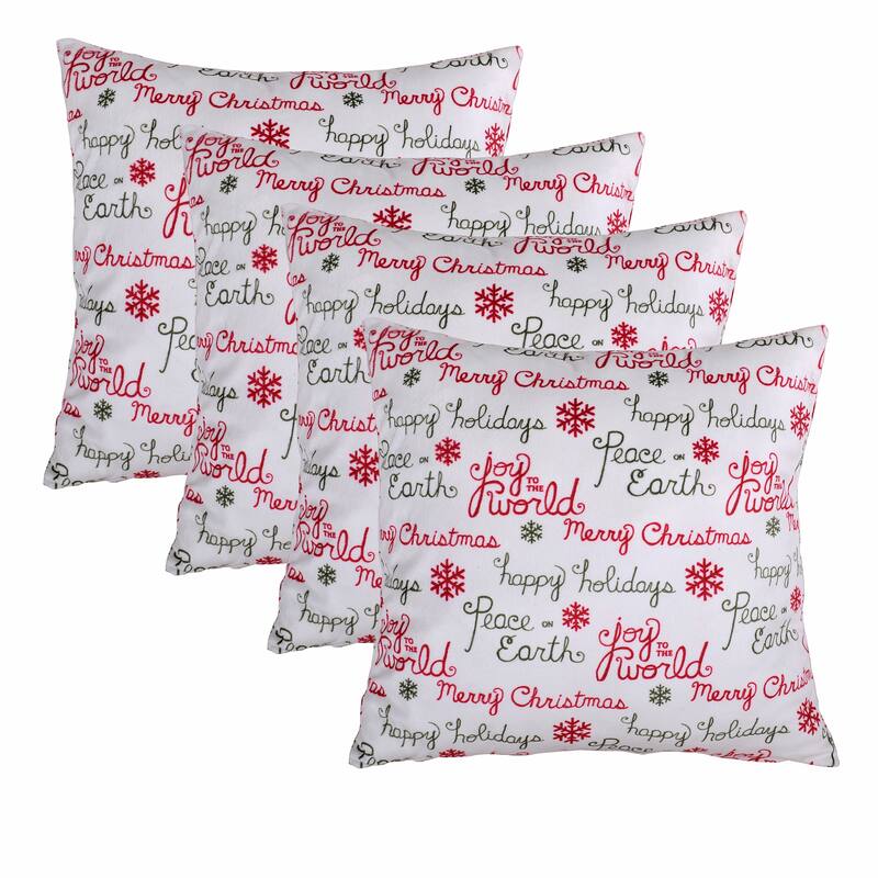 Christmas Holiday Gift Pillow Shells 4 pc Set, NO INSERT - 20" x 20" - holiday words
