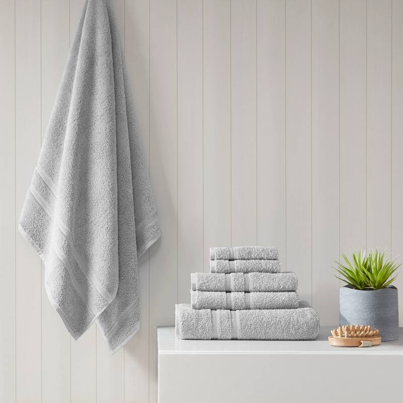 Aegean 100-percent Turkish Cotton 6 Piece Towel Set by 510 Design - Grey
