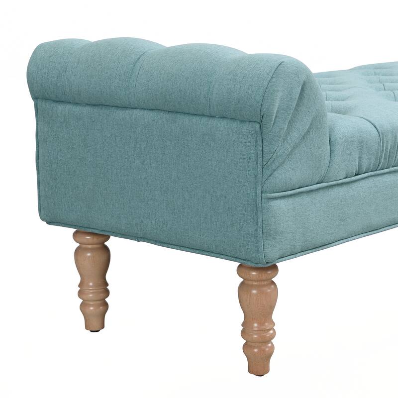 Button-Tufted End of Bed Bench,Large Upholstered Ottoman,Foot Rest with Legs