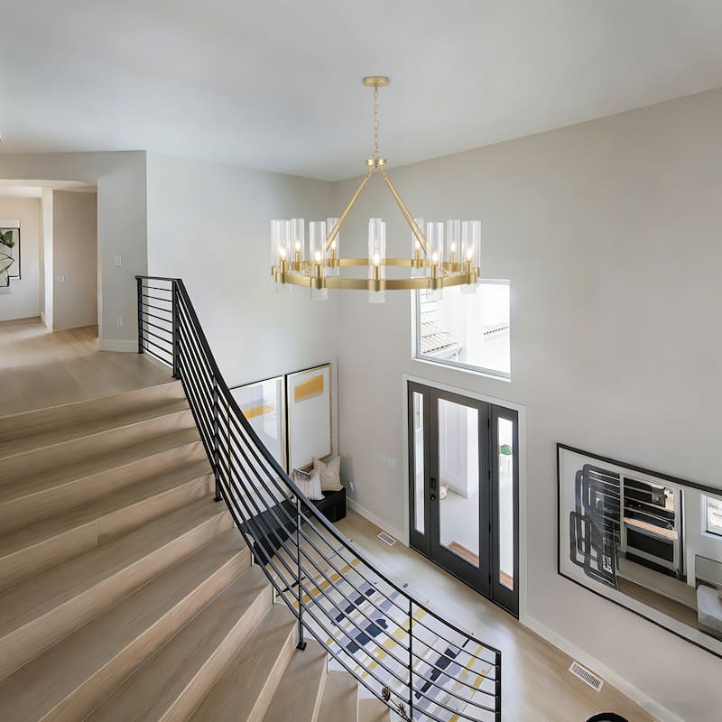 12-Light Farmhouse Wagon Wheel Chandelier