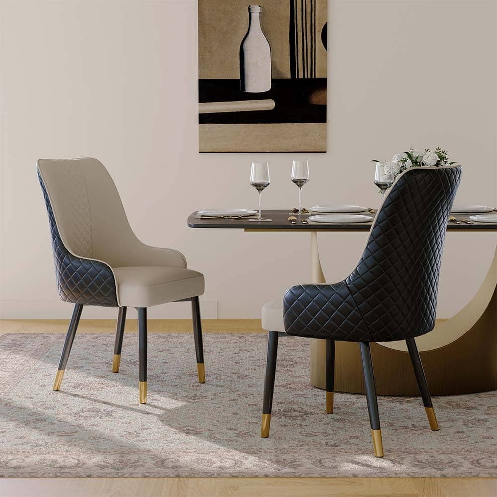 Kuna Mid-Century Faux Leather Dining Chair, Metal Legs, Density Sponge