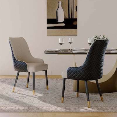 Mid-Century Faux Leather Dining Chair, Solid Wood Legs, Density Sponge, Partial Assembly