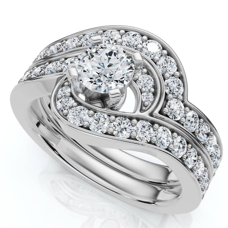 1Ct TW Diamond Engagement Wedding Ring Set or Platinum Gold Lab Grown