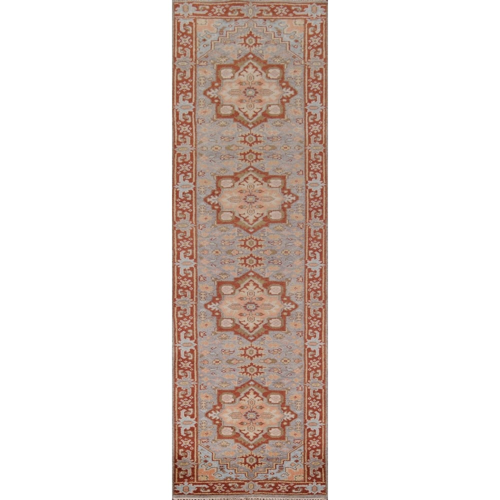 Geometric Kazak Oriental Runner Rug Hand-Knotted Wool Carpet - 2'6"x 10'9"