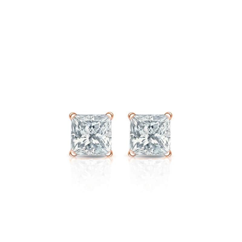 Auriya 14-karat Gold Lab Grown 10.00 carat TDW Princess Diamond Stud Earrings 4-Prong Martini Screw-back