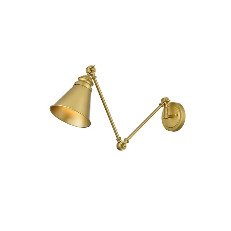 Legend 1 Light Black Swing Arm Wall Sconce - 6 - Brass