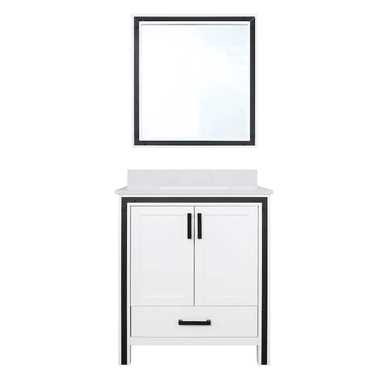 Ziva 30 in W x 22 in D White Bath Vanity, White Quartz Top and 28 in Mirror - 30 Inch - White