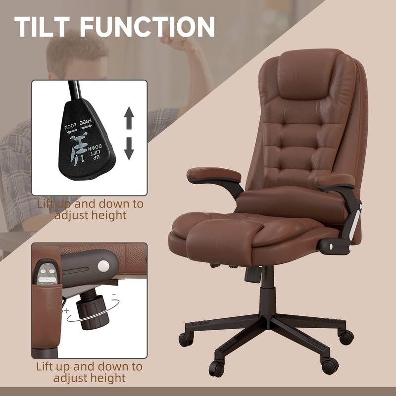 HOMCOM High Back Vibration Massage Office Chair with 6 Vibration Points, Beige