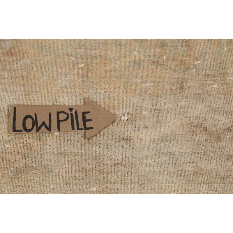 Hand Knotted Oriental 100% Wool Carpet Traditional Distressed Brown Mashad Area Rug - 13' 1'' X 9' 8''