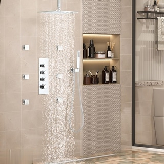 15.74 Inch Ceiling Mounted Rain Shower Head Systems with Side Spray ...