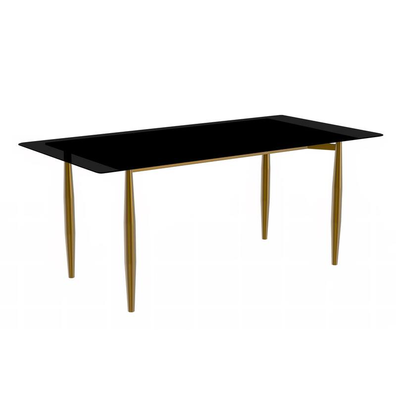 Zinti Rectangular Dining Table with Sintered Stone/Glass Top and Steel Legs - 55 Inch - Black