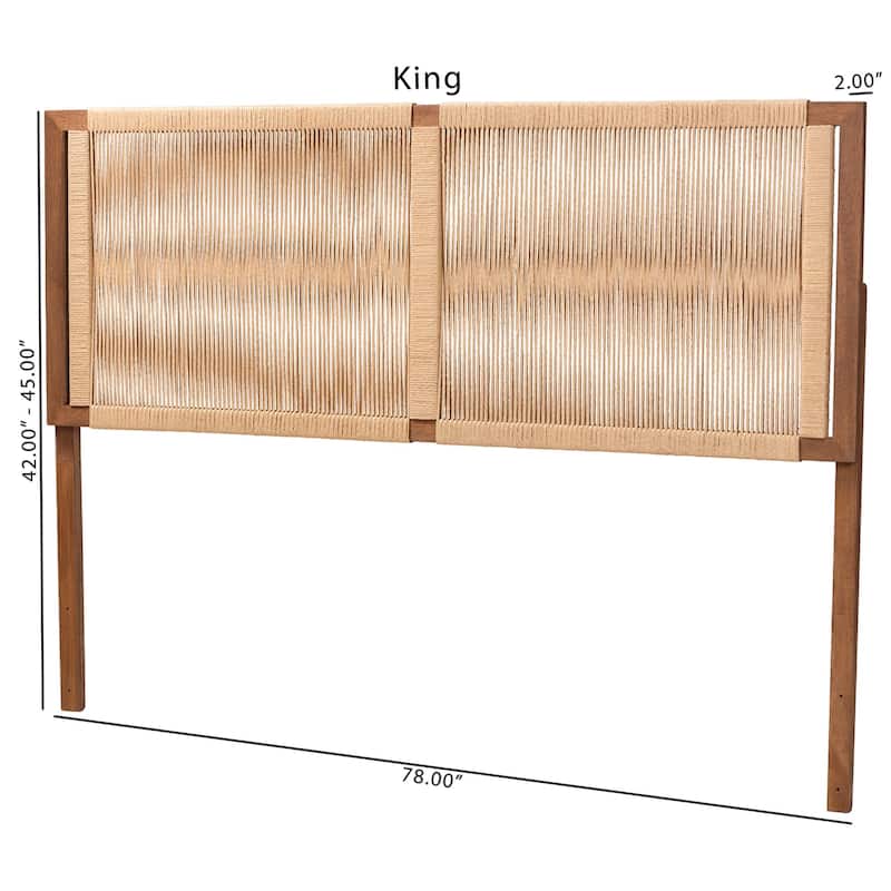 Holitz Natural Rope Woven Headboard - Mountable Bed Backboard with Bayur Wood Frame, Modern Boho Accent for Bedroom Decor