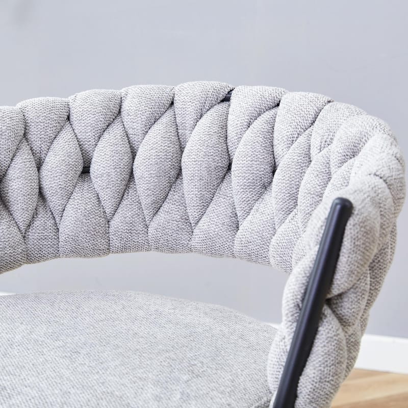 Set of 2 Swivel Bar Stools with Breathable Linen Cushions