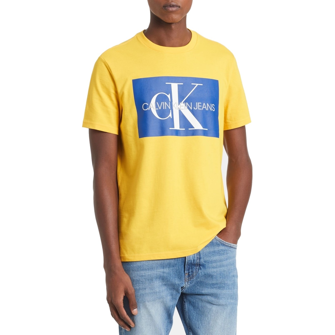 Shop Calvin Klein Mens T Shirt Yellow Size Medium M Logo Graphic