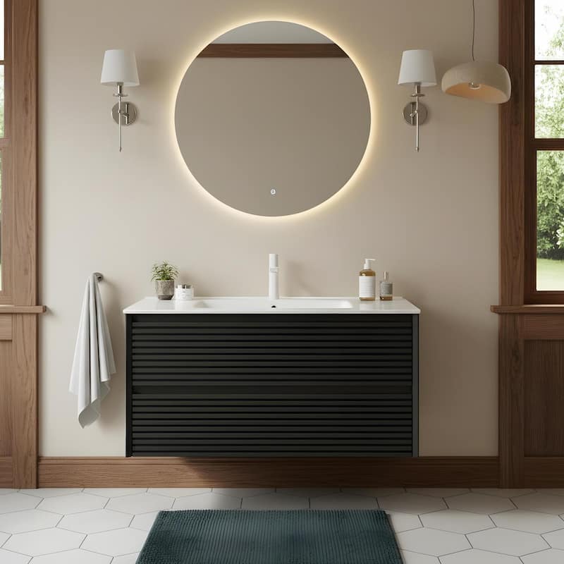 Modern Wall Mounted Bathroom Vanity with Sink
