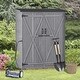 preview thumbnail 2 of 14, Outdoor Storage Shed Tool Organizer with Lockable Doors,3-tier Shelves - 5.3ft Hx4.6ft L