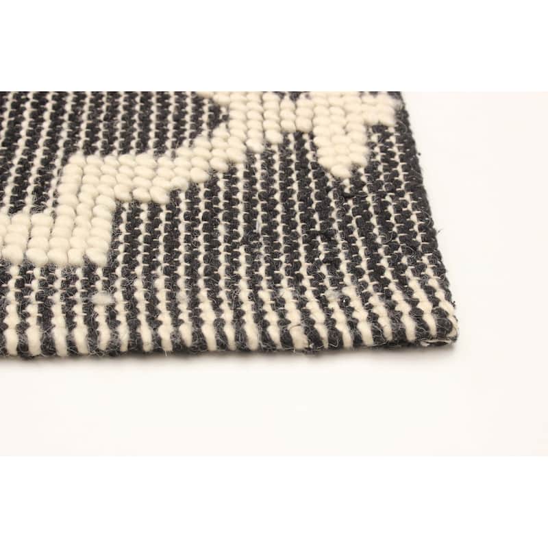 ECARPETGALLERY Braid weave Sienna Black Wool Rug - 5'1 x 7'7