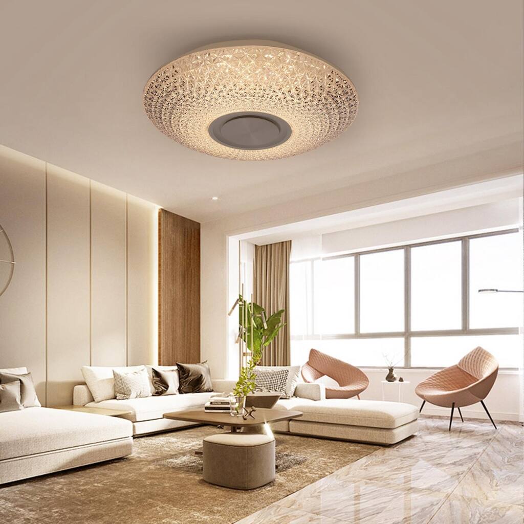 36W Music LED Ceiling Light With Bluetooth Speaker Imitating Snowflake Border