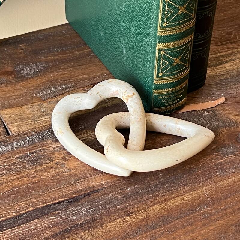 Soapstone Carved Double Twine Hearts