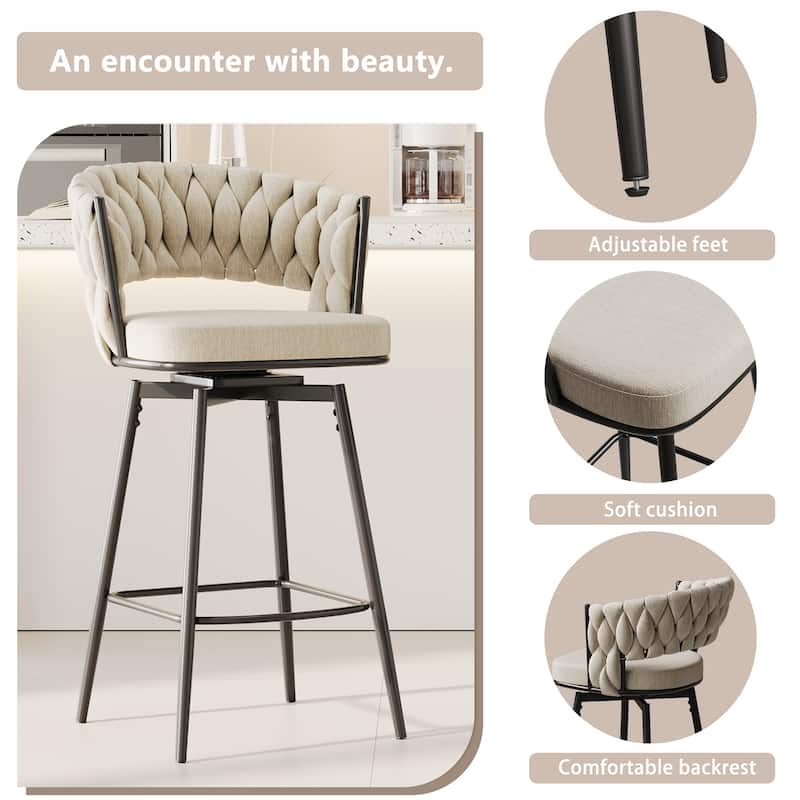 Ostweer Furniture Modern Luxury 360°Swivel Bar Chairs Set of 2 - White