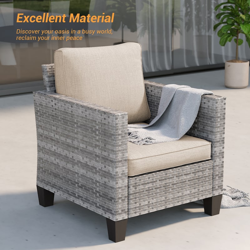 LIVOOSUN 3-Piece Patio Sofa Set Gray Rattan Outdoor Chair with Side Table