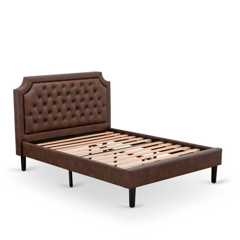 Full Size Platform Bed Frame - Modern Design, Black Finish, Wood Rails & Slats, Sturdy Support