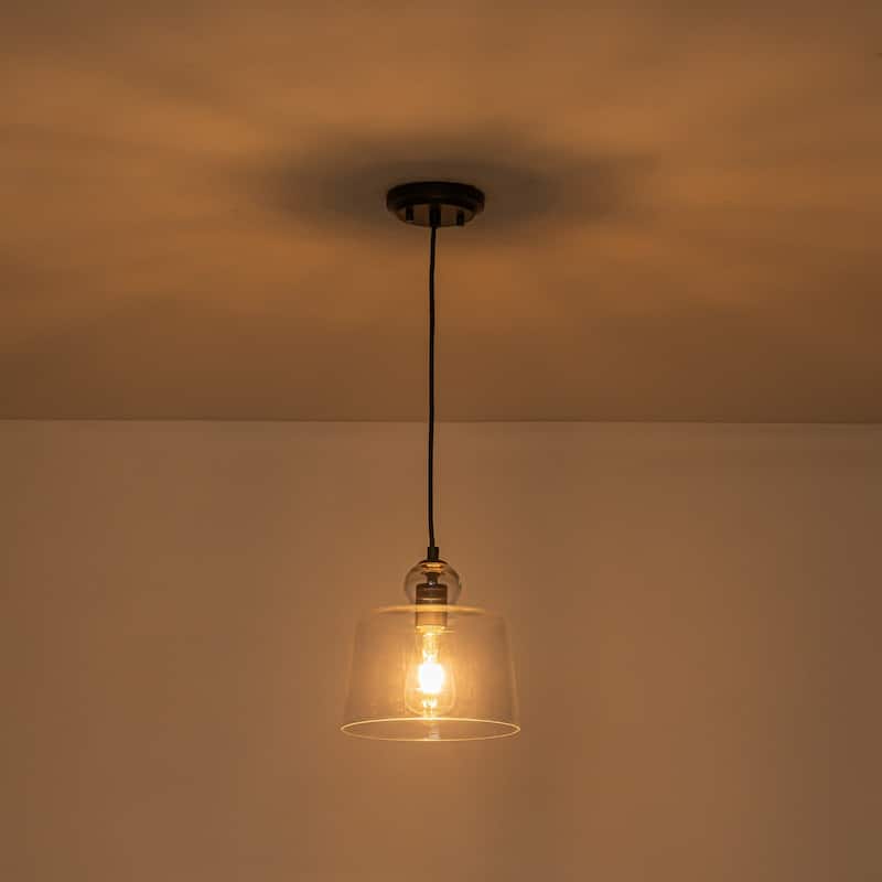 8.7" 1-Light Modern Mini Chrome/Gold/Matte Black Clear Glass Pendant Light for Kitchen Island Dining Room - 1 Light - Black