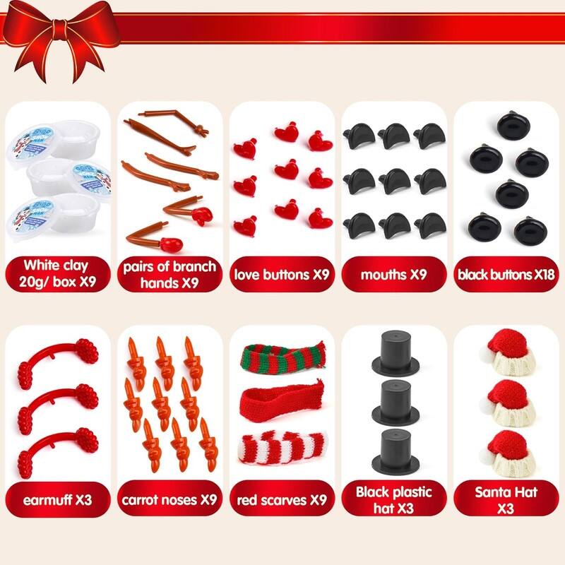 Christmas Build Your Snowman Craft Kit, 3 Pack DIY Snowman Craft Kit for Christmas Arts and Craft Activities - Multicolor