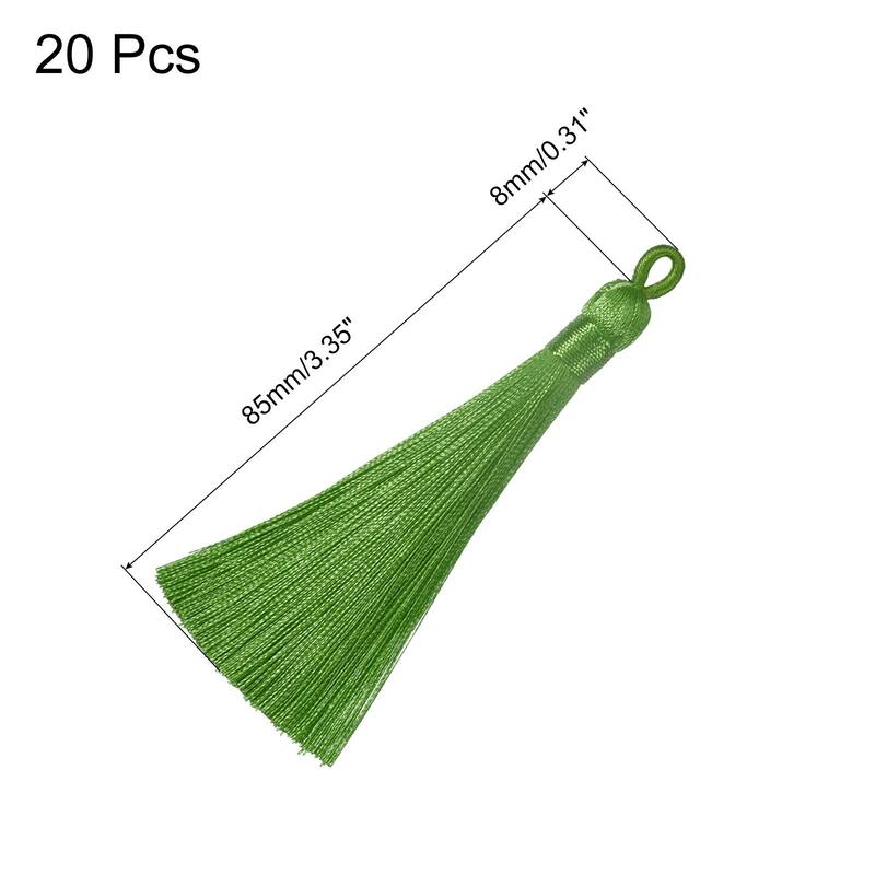 3.7" Silky Bookmark Tassels with Loop for DIY Craft Accessory, 20Pcs Army Green - Army Green - Army Green