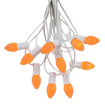 25 Foot C7 Ceramic Christmas Light Set, Hanging String Lights, White Wire