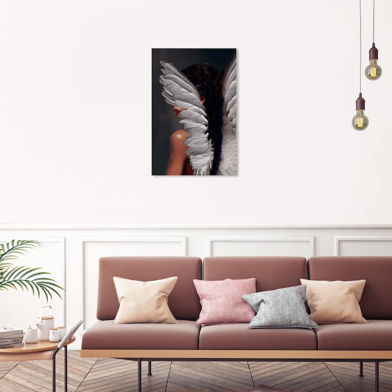Wynwood Studio Fashion and Glam Angel of Her Gray and Light Gray Traditional Wall Art Canvas Print - 30 x 20