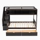 preview thumbnail 14 of 30, Twin over Full Wood Bunk Bed with Shelfs, Storage Staircase and Drawers
