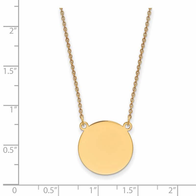 Curata 14k Yellow Gold .018 Gauge 17.25mm Circle Engravable Disc Necklace, 18"