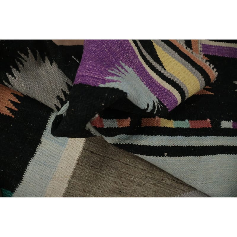 Hand Woven Oriental 100% Wool Carpet Southwestern Tribal Purples Kilim Area Rug - 9' 11'' X 8' 3''