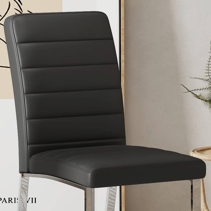 Premium PU Office Dining Chairs with High-Density Foam & Sturdy Iron Legs, Set of 2