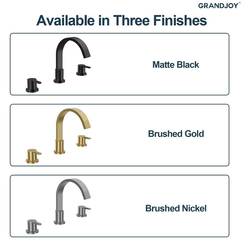 GRANDJOY 3-Hole Widespread Sink Faucet Stainless Steel Waterfall Bathroom Faucet