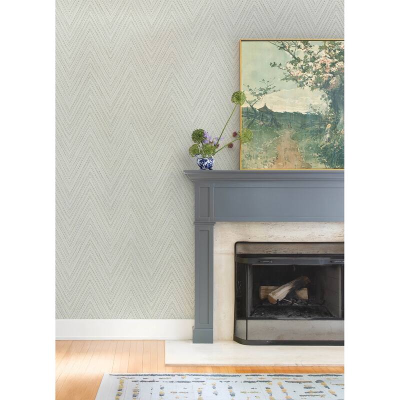 A-Street Prints Lainey Green Stitched Chevron Wallpaper