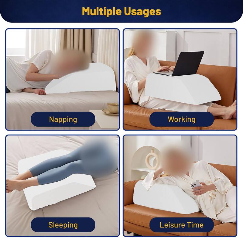Leg Pillow-Full Foam Top, Leg Rest Elevating Foam Wedge- Improves Blood Circulation, Relieves and Recovers Injury. - Off White