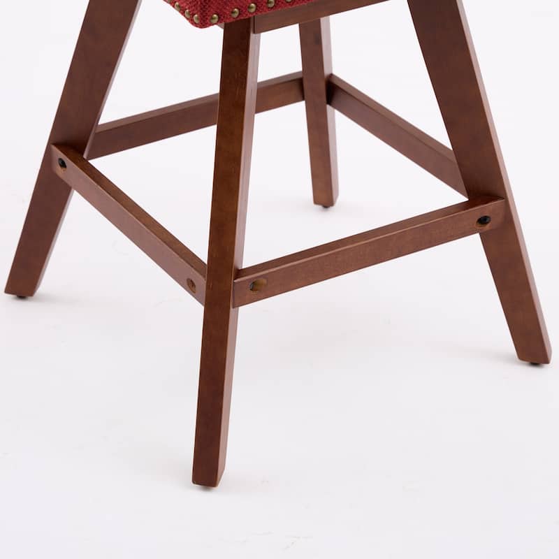 Curved Back Barstools Set of 2 with 360° Swivel Seat and Thick Cushion