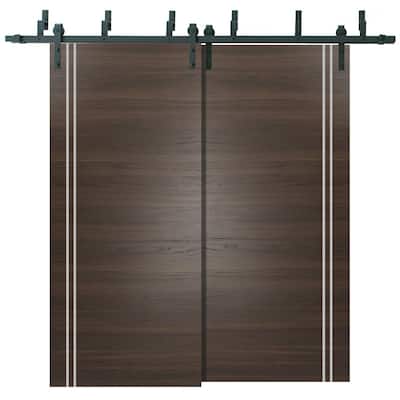 Barn Bypass Doors 72 x 80 Planum 0310 Chocolate Ash with Sturdy 6.6ft