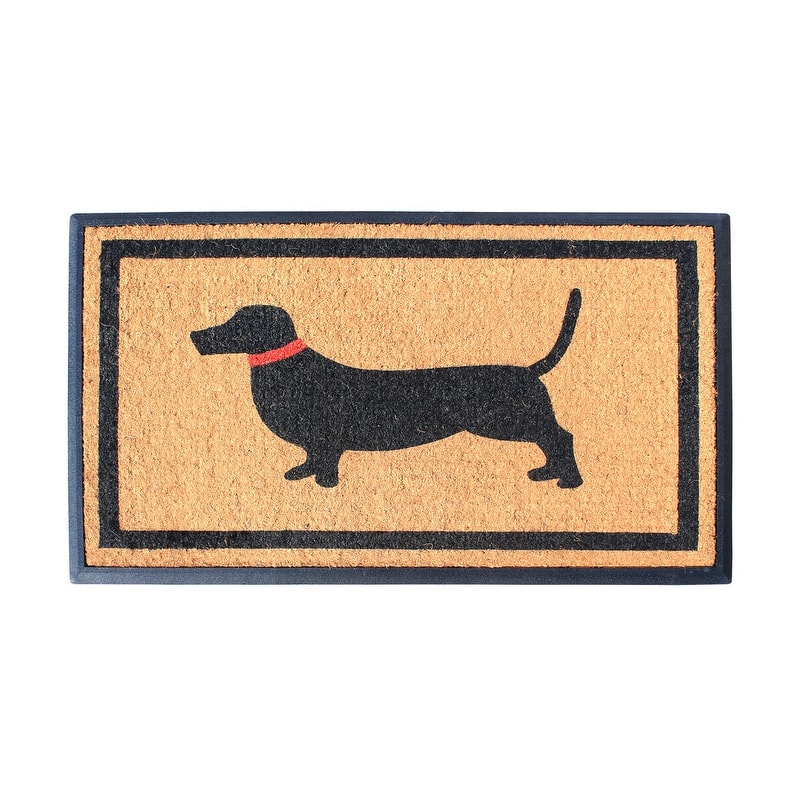 A1HC Rubber and Coir Heavy Duty Non-Slip Tapered Edge Doormat - Dogs with Red Collar - 30"X48"