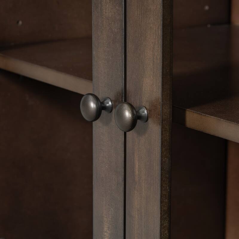 Cabinet with 2 Doors & 7 Drawers, Multi-Functional Wood Storage Cabinet, Entryway Accent Cabinet with Adjustable Shelves