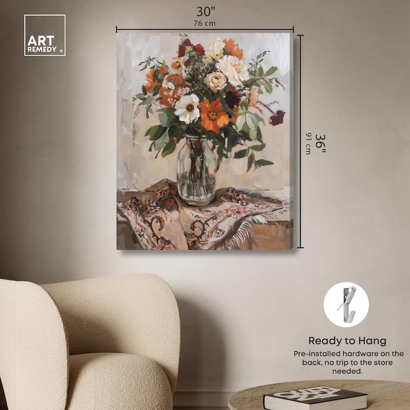 Delicate Glass Vase and Flowers Canvas by Art Remedy, Gallery Wrapped