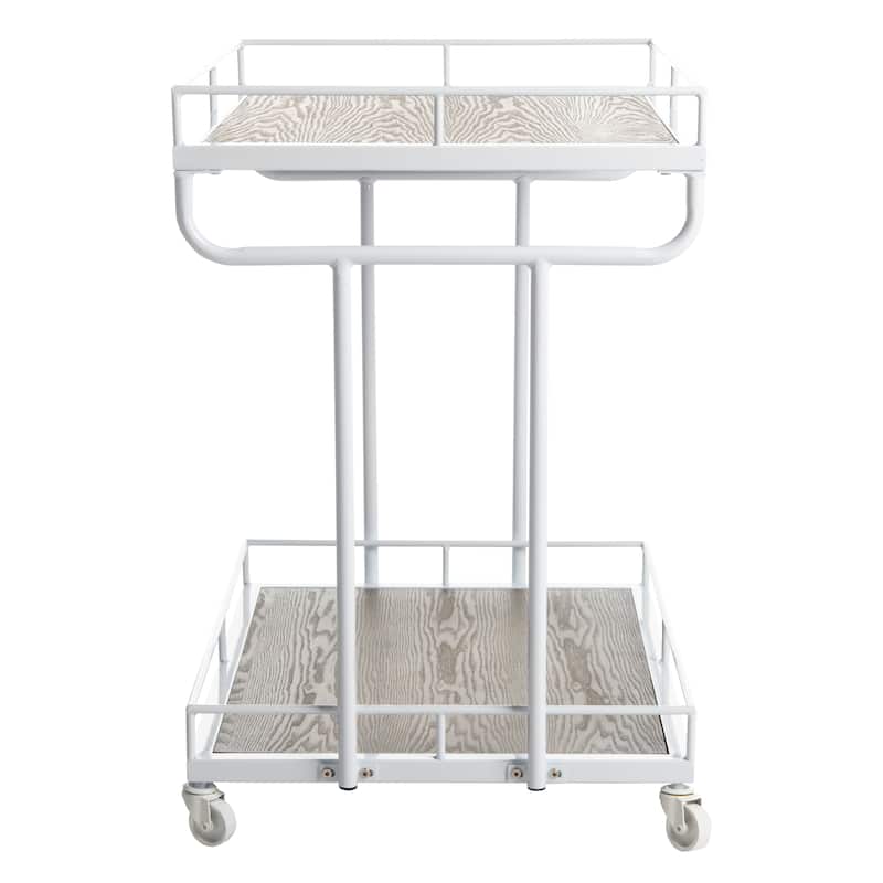 SAFAVIEH Dawson 2 Tier Rect Bar Cart-Rustic Oak / White - 32" x 21" x 32"